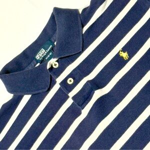 Polo Ralph‎ Lauren Boys M (10-12) Navy Blue & White Striped Polo Shirt